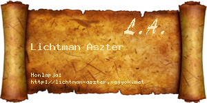 Lichtman Aszter névjegykártya